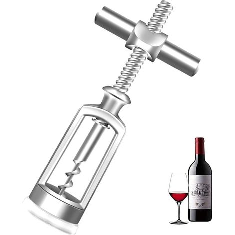 Ouvre-bouteille en alliage de zinc, tire-bouchon en forme de cloche, couteau de service en croix utilisé pour les vins en liège tels que les vins rouges ouverts et les vins blancs secs, (001) (1/5)