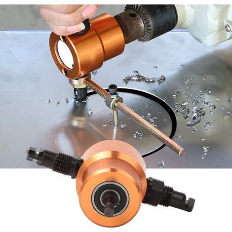 Coupe-tôle, 360 ° Double tête Coupe-tôle Versatile Nibbler Drill Outil de réparation de voiture de coupe de bricolage (1/5)