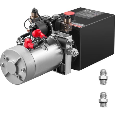 Vérin hydraulique 4 L, Pompe à double effet pour benne, 22 MPa, débit 3,4 L/min, 12V DC avec réservoir métallique, levage de remorque. (1/5)