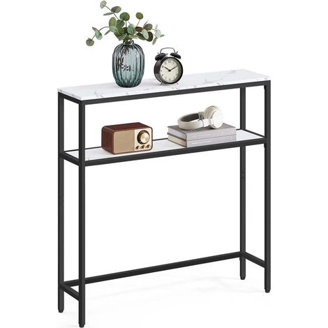 Consolle per ingresso tavolino sottile a 2 ripiani 20 x 120 x 80 cm tavolino laterale con 2 ripiani per soggiorno/camera da letto marmo bianco e nero 120005227