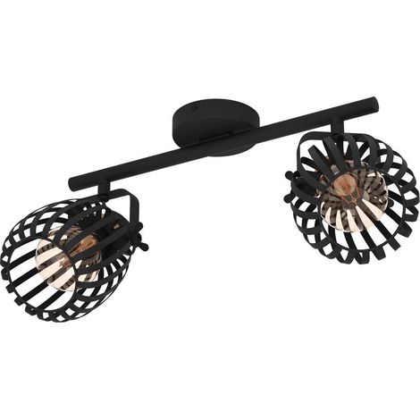 Spot Light Girona acciaio nero, spazzola in ottone E27 2x40w L: 44 cm B: 19 cm H: 15 cm Dimmabile (1/2)