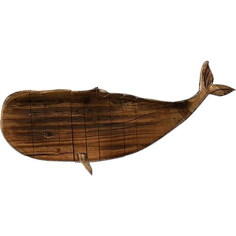 Décoration murale baleine en bois, sculpture murale baleine, sculpture d'animal marin côtier, grande baleine blanche (1/3)