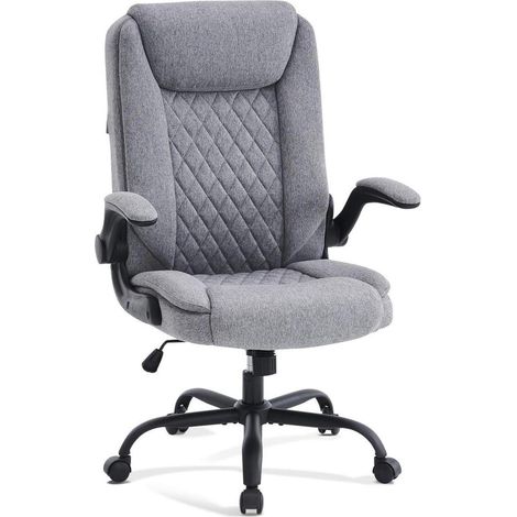 Ergonomischer Bürostuhl mit hoher Rückenlehne und Neigungsfunktion, Stoff Grau (1/5)