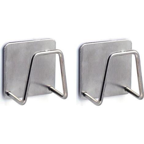 Porta spugne autoadesivo, porta spugne da cucina in acciaio inox, porta asciugamani da cucina, organizer per lavello, gancio da parete per cucina e bagno (2 pezzi argento) (1/5)