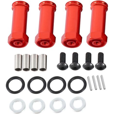 Adaptateur hexagonal en alliage d'aluminium de 12 mm, étendu de 29 mm, compatible avec les modifications de voitures RC à l'échelle 1/12, modèle 12428 12423, rouge. (1/5)