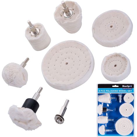 BlueSpot 8pc Metal Cleaning Polishing Buffing Cloth Pad Mop Wheel For Drill (1/3)