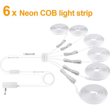 (6 bandes, lumière chaude, 1 m) Bande lumineuse LED COB Zigbee 24V, étanche, néon, ruban silicone, dimmable. (1/5)