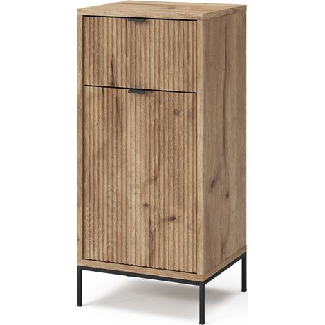 Meuble salle de bain Eliza, Chêne Viking, 40x87cm avec porte et tiroir, Vicco