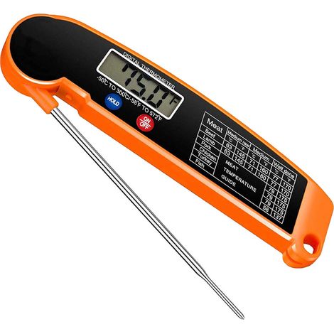 Termómetro Digital Para Carnes - Sonda Plegable De 12 Cm - Rango 0 A 300 °C - Precisión ±1 °C - Resistente Hasta 250 °C En Horno - Con Luz De Fondo Y Imán - Unidad (1/5)