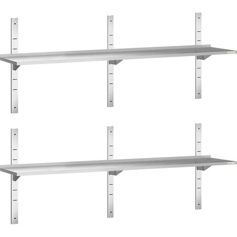 Lot de 2 étagères murales inox 1800 x 300 mm PREMIUM - GOLDINOX (1/4)
