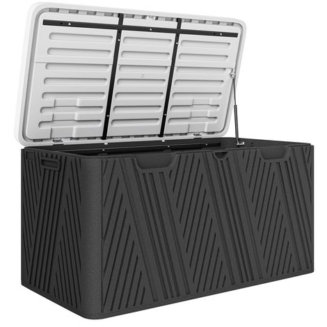 380L Waterproof Outdoor Storage Box, with Lockable Lid - Black