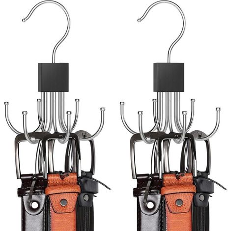 Porte Ceinture pour Placard, Lot De 2 Rotatifs à 360 °Porte Cravate, Gain De Place, Rangement Ceinture, Porte Cravate, Capacité Maximale De 32 Ceintures,Porte-écharpes, Porte-Sacs Multifonctions (1/5)
