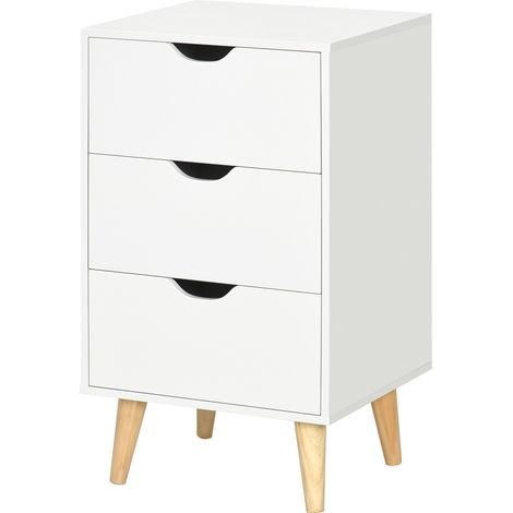 HOMCOM Nachttisch im skandinavischen Stil mit 3 Schubladen für Schlaf-/Wohnzimmer, 40 x 35 x 68,5 cm, weiß (1/5)