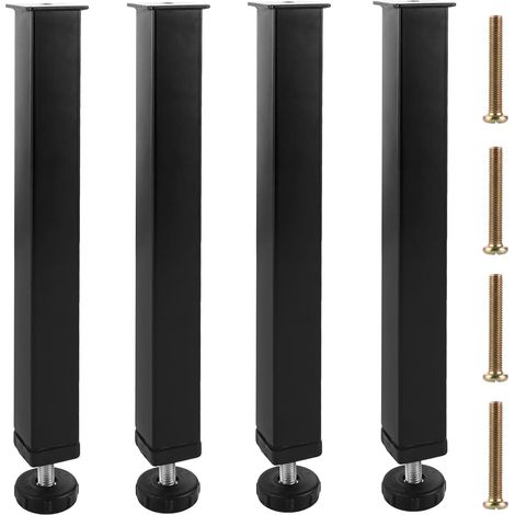 Lot de 4 pieds de lit réglables en hauteur 30 cm en métal avec vis pour lit, cadre de lit, canapé, armoire