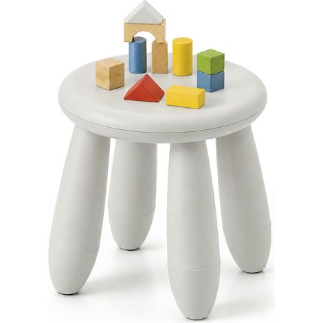 Taburete infantil, plástico blanco, 26x28 cm (1/5)