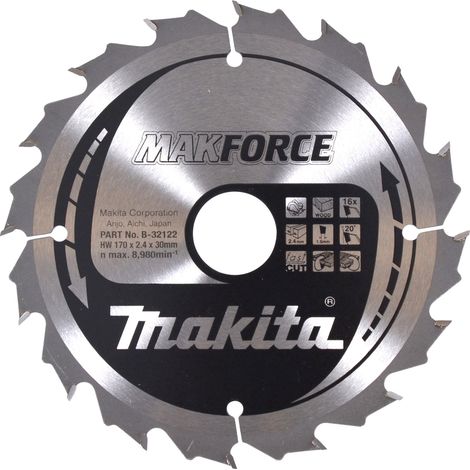 B-32122 Disque scie circulaire, Makparace T.C.T, 170 x 30 mm, 16 D