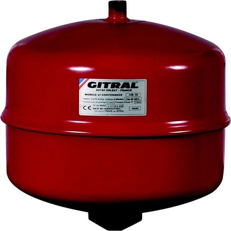 Gitral – Vase d'expansion fermé à membrane fixe 35L – Pression maxi 4bar – Température d'utilisation -10°C à +99°C – Raccord mâle 20x27