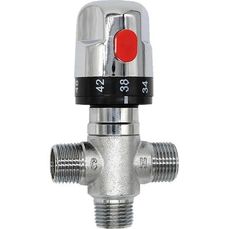 Thermostat-Mischbatterie aus Messing, kompatibel mit Solarwarmwasserbereitern, Dusche, Umsteller, Temperaturregler, Badarmatur, 1 Stück (1/5)