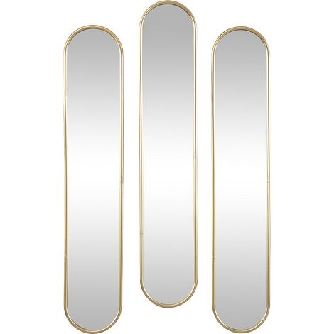 Specchio ovale L.23 x H.120 cm in Metallo Dorato - Lotto di 3 - JAYLEN