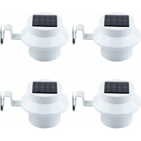 Ensemble de 4 lampes solaires LED pour gouttières - Blanc/Noir - Appliques murales solaires - Lampes de clôture - Lampes de toit-AquaForge