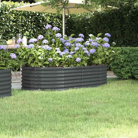 Lit surélevé de jardin-Jardinière surélevée-Bac de jardin surélevé Acier galvanisé Anthracite 725840 (1/5)