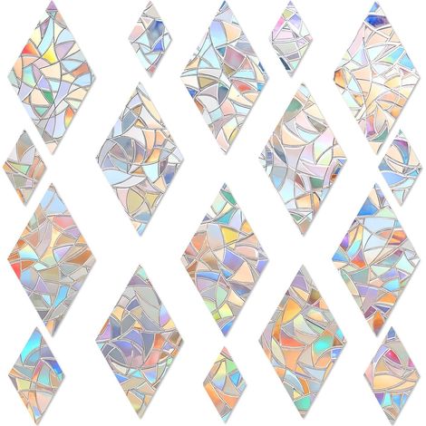 Lot de 51 autocollants de fenêtre Prism PVC Anti-collision Protection contre les oiseaux Arc-en-ciel Film de fenêtre circulaire Attrape-soleil Autocollant Décoration pour arrêter les oiseaux, fenêtre (1/5)