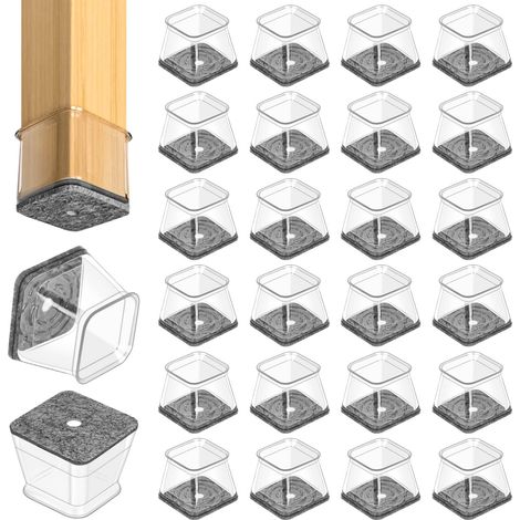 Protection Pied de Chaise, 24 pièces de protecteurs de Pieds de chaises en Silicone Transparent, Convient Solpour Sols en Bois Dur (1/5)