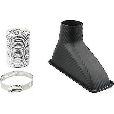 1pcs Universal Car Front Bumper Admission Air Turbo Air Intake Pipe Kit Abs Turbine Inlet Kit Pipe Air Funnel Carbon Fiber Look( Square) (1/5)