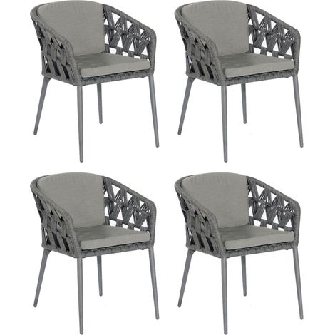 Sonnenpartner 4er-Set Gartensessel Fairmont Aluminium mit Polyrope schwarzgrau Gartenstuhl Sessel (1/2)