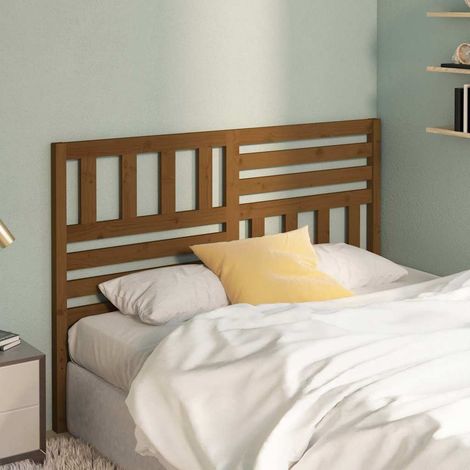 vidaXL Cabecero de cama madera maciza de pino marrón miel 156x4x100 cm (1/5)