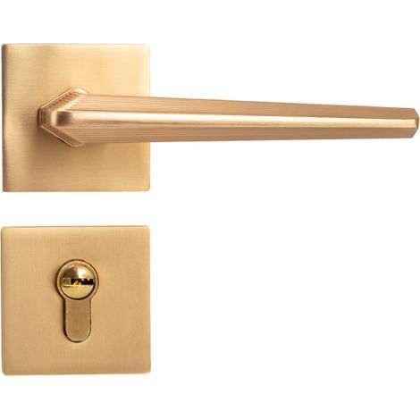 Serrure à Poignée de Porte Silencieuse en Or, Style Français Mécanique pour Chambre et Salle de Bain, 1 pièce (1/2)