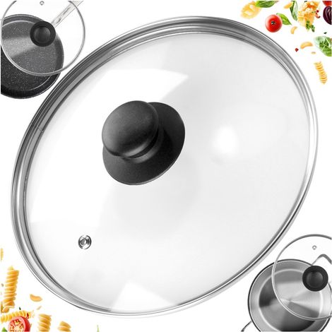 Couvercle en verre pour casseroles et poêles, bouton universel 22 cm