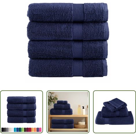 Duschhandtuch - Premium Duschtücher SOLUND 4 Stk. Marineblau 70x140 cm 600 g/m² (1/5)