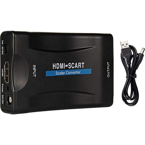 Adaptateur HDMI vers Péritel, Convertisseur HDMI Audio Vidéo Stéréo 1080P Compatible avec NTSC PAL HDMI1.3 pour Sky HD Blu Ray PS3 TV VCR VHS (1/5)