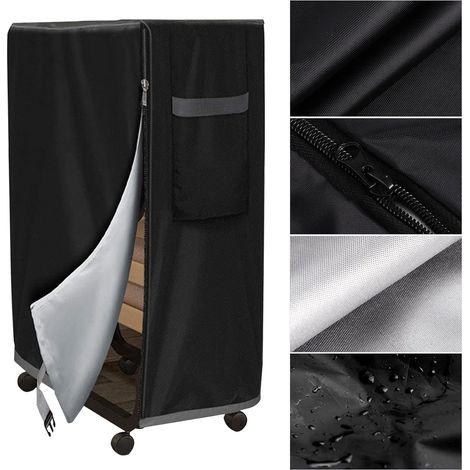 Housse de protection pour chaise pliante Oxford imperméable et anti-UV, étanche à la poussière pour meubles de jardin, chaise noire (99 x 38 x 114 cm) (1/5)