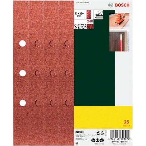 Bosch Schleifblatt-Set für Schwingschleifer 25tlg. 8 Löcher (B+D) 93 x 230 mm 240 - 2607017108
