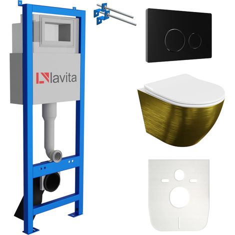 LAVITA WC Set mit Vorwandelement, Wand-WC und Spülknopf (1/5)