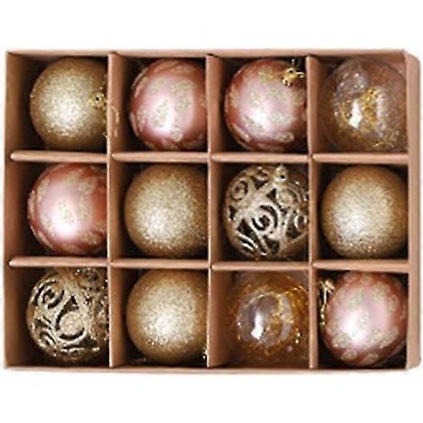 Lot de 12 boules de Noël colorées, décorations à suspendre pour les fêtes de Noël, décorations à faire soi-même, jolies boules en plastique, ornements pour sapin de Noël, neuf (1/5)