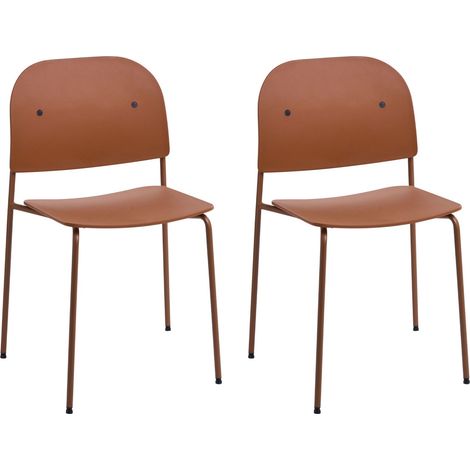 Esszimmerstuhl 2er Set WINDUST Metall Orange (1/5)