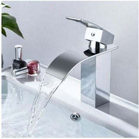 Robinet mitigeur de lavabo à effet cascade, robinet mitigeur de salle de bain en laiton, robinet mitigeur de lavabo avec grand bec - Robinet mitigeur de lavabo RW (1/5)