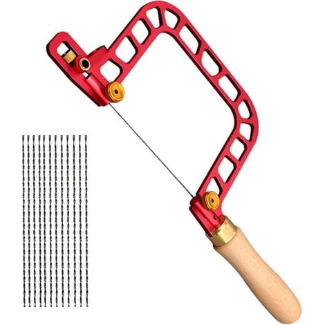 Sega a traforo per la lavorazione del legno, telaio in lega di alluminio, manico in legno da 337 mm con lama diamantata, versatile per il taglio di ceramica, vetro, legno e metallo.