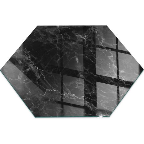 Plaque de protection de sol en verre pour cheminée ou poêle moderne anti-chaleur et étincelles Motif marbré élégant h40 cm (1/5)