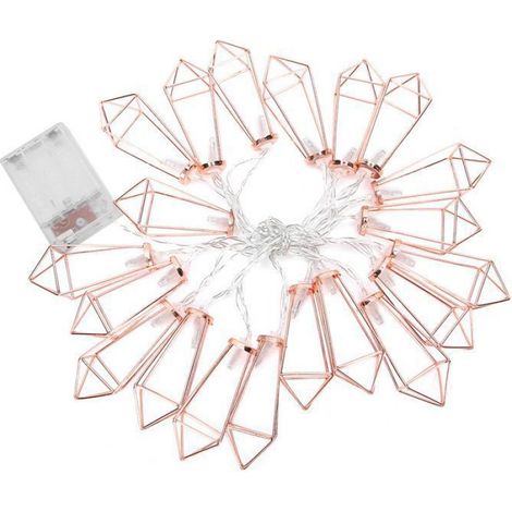 Guirlande LED or rose forme géométrique, 20 lumières, décoration chambre et mariage, design moderne et élégant (1/5)