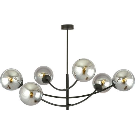 Lampada a Sospensione Hunter, Acciaio verniciato a polvere, Vetro, Nero, Grigio, 89x63x89 cm