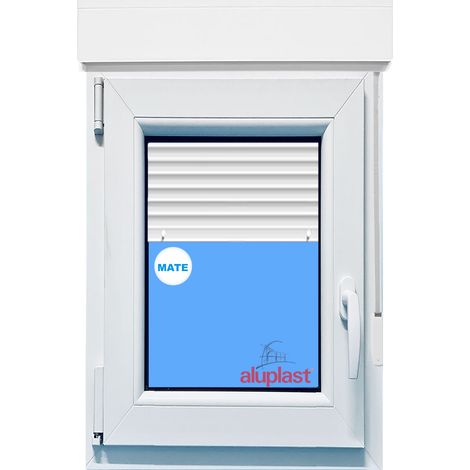 Ventana PVC 700x1155 Blanca Oscilobatiente Izquierda con Persiana Vidrio Mate (1/5)