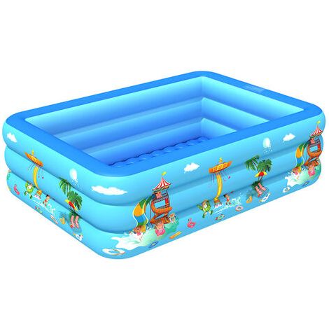 Piscine gonflable de jeu d'eau épaississement pataugeoire familiale pataugeoire rectangulaire pour enfants 120 X 85 X 35 cm bleu