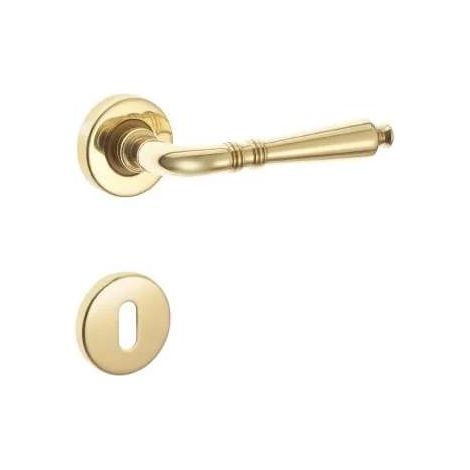 MANIGLIA DIECI PATENT CON ROSETTE OTTONE LUCIDO (1/2)