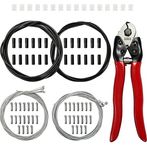 Pince Coupante en Acier Inoxydable, Kit de Câbles de Dérailleur et De Frein pour Vélo avec Embouts, Câble Universel Gainé et Raccords à Vis pour Vélos de Route VTT Vélos de Ville et Autres (Noir) (1/5)