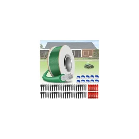 100m Cable Robot Tondeuse + 50 Piquets + 10 Connecteurs de Câble + 10 Bornes de Connexion, Tondeuse Gazon Fil Périphérique Compatible avec Gardena Bosch Husqvarna Worx Honda Robomow etc (1/5)