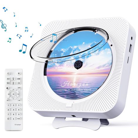Reproductor de CD, Bluetooth 5.1, radio FM, altavoces Hi-Fi, ranura para tarjeta TF USB, control remoto, temporizador, oficina en casa (1/5)